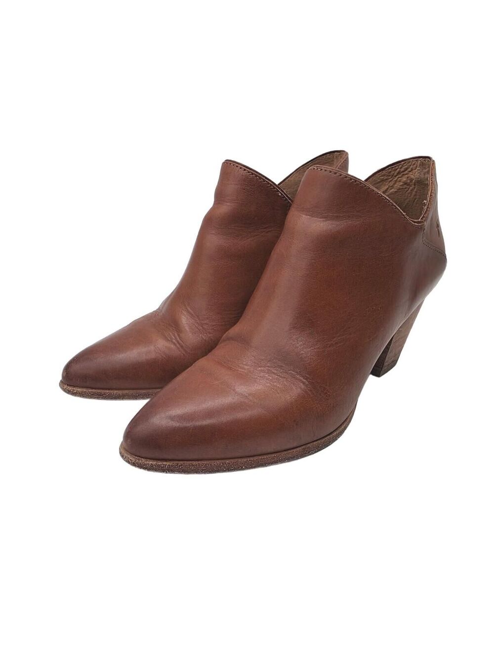 Frye Womens Brown Leather Ankle Boots Shootie Booties Size 7.5 Pointed Preppy